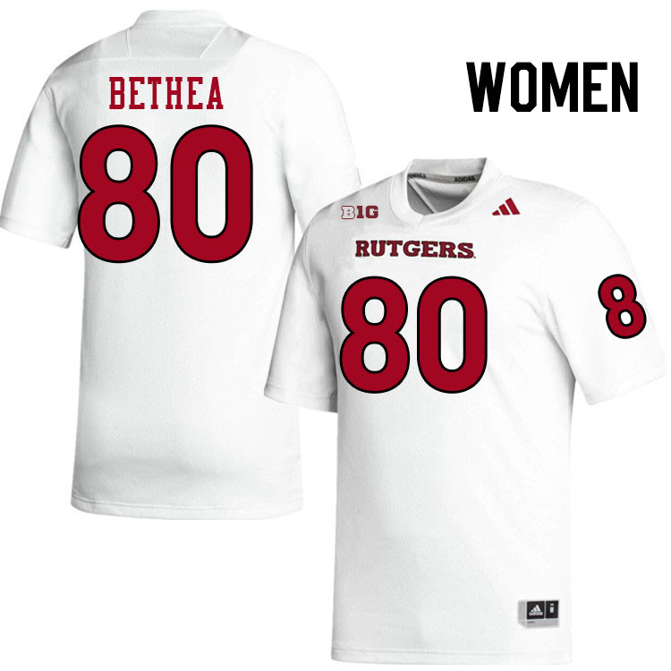 Women #80 Aaris Bethea Rutgers Scarlet Knights 2024 College Football Jerseys Stitched-White